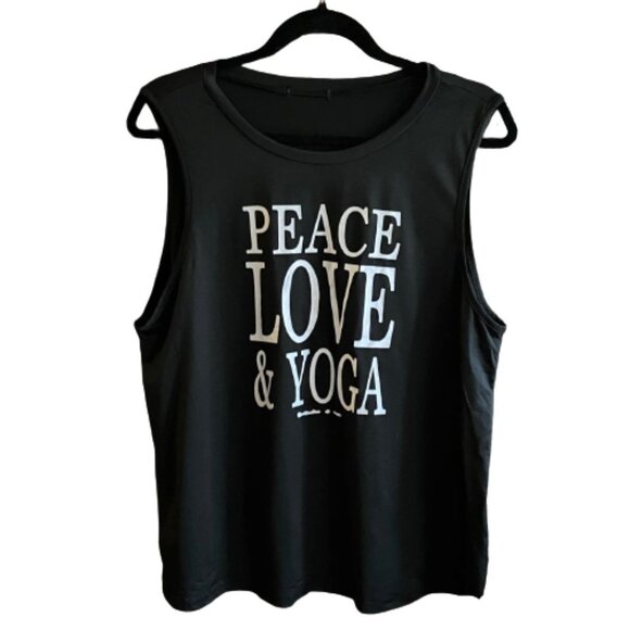 2/$30 Peace Love  & Yoga graphic athletic tank top XL - Picture 1 of 7